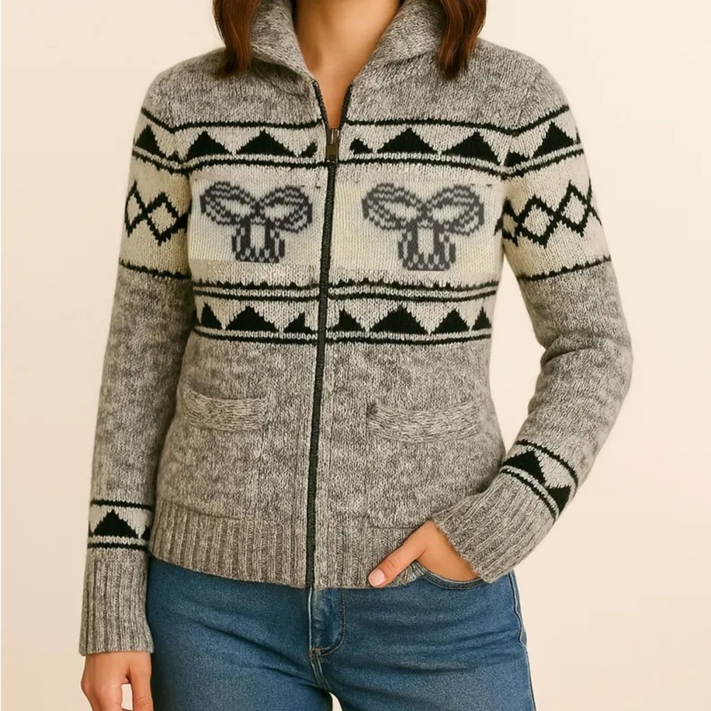 TNA Gray and Black Patterned Women's Cardigan